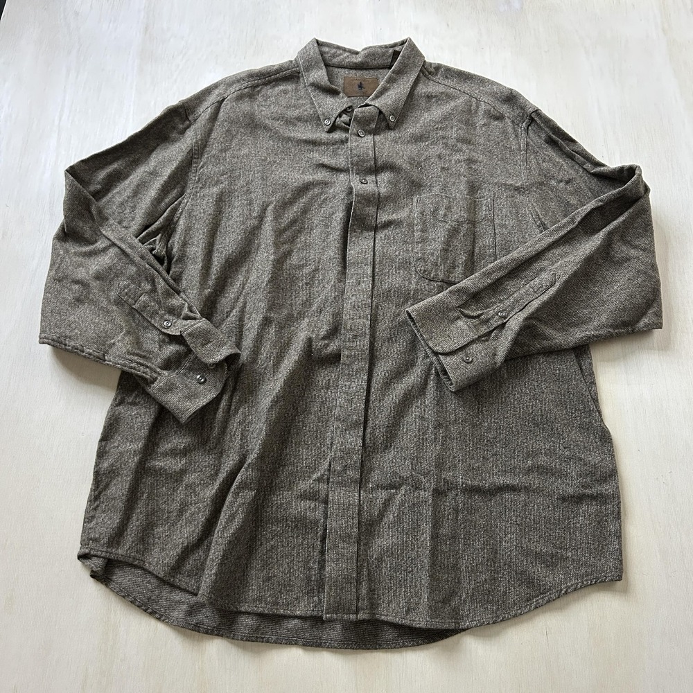 St. John's Bay Shirt Mens 2XLT Brown Tweed Long Sleeve Button Up Casual Workwear